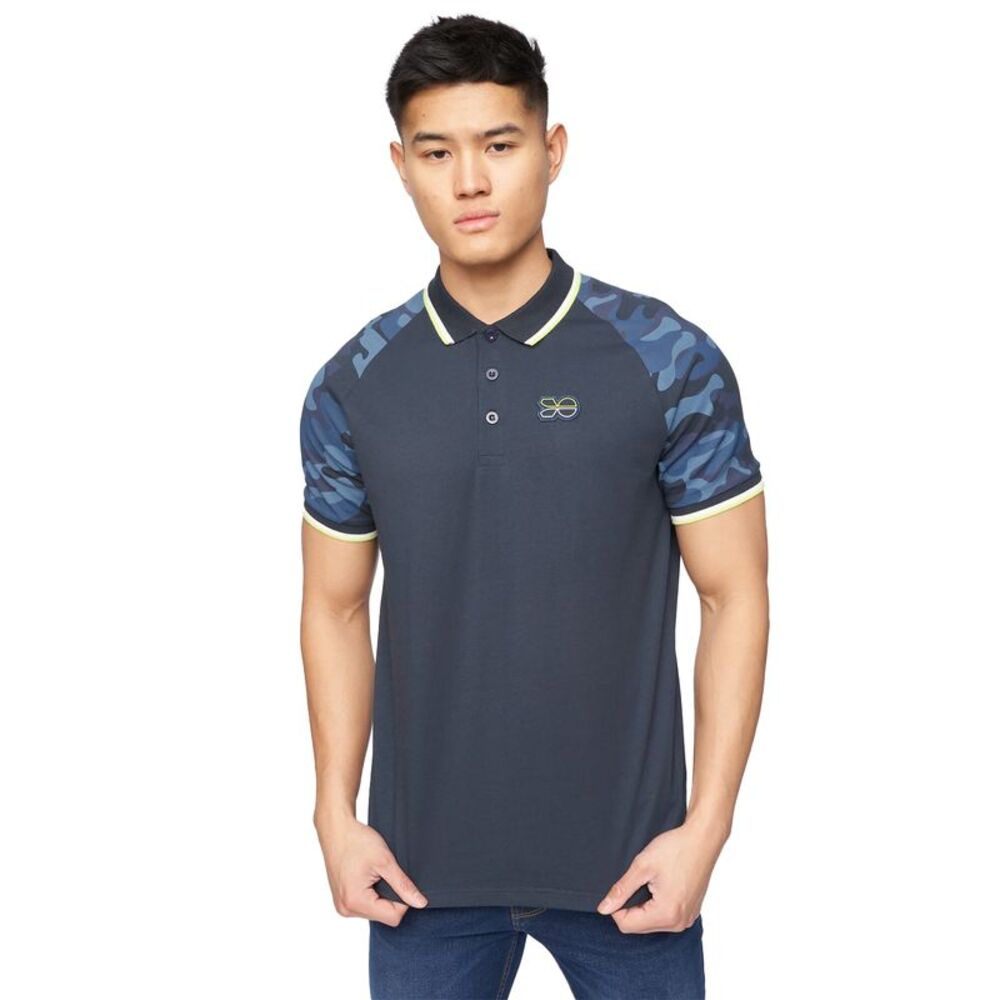Crosshatch Mens Cramdark Camo Polo Shirt / Navy